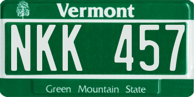 VT license plate NKK457