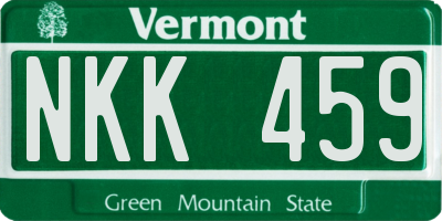 VT license plate NKK459