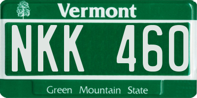 VT license plate NKK460
