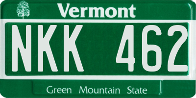 VT license plate NKK462