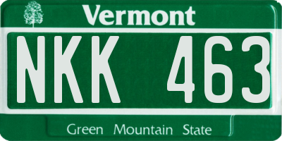VT license plate NKK463