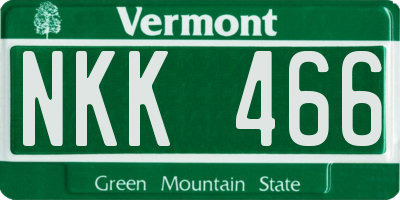 VT license plate NKK466