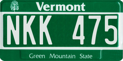 VT license plate NKK475