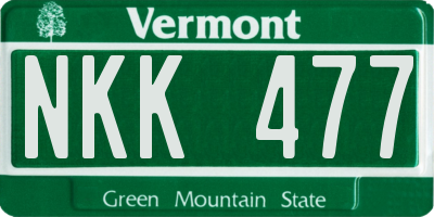 VT license plate NKK477