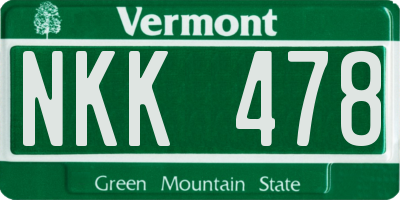 VT license plate NKK478
