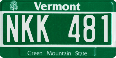 VT license plate NKK481