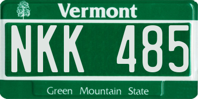VT license plate NKK485