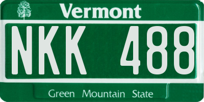 VT license plate NKK488