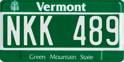 VT license plate NKK489