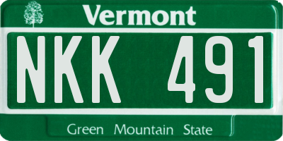 VT license plate NKK491
