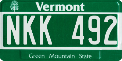 VT license plate NKK492