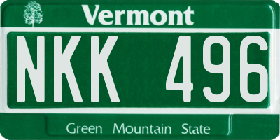 VT license plate NKK496