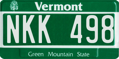 VT license plate NKK498