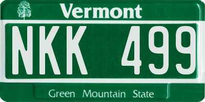 VT license plate NKK499