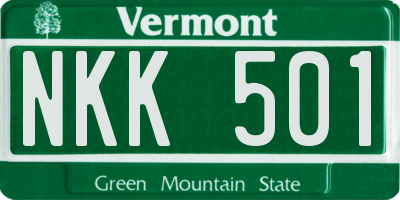 VT license plate NKK501