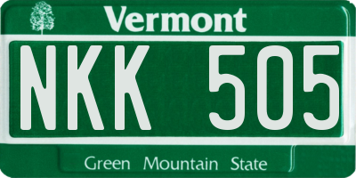 VT license plate NKK505