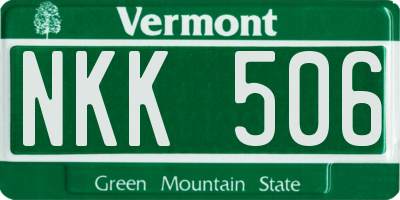 VT license plate NKK506