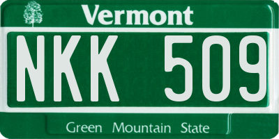 VT license plate NKK509