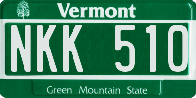 VT license plate NKK510