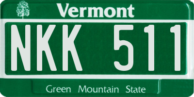 VT license plate NKK511