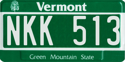 VT license plate NKK513