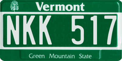 VT license plate NKK517