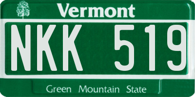 VT license plate NKK519