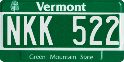 VT license plate NKK522