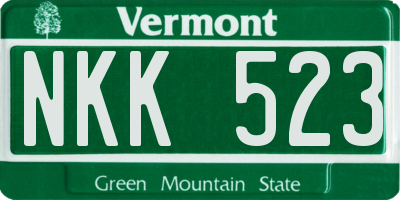 VT license plate NKK523