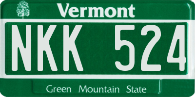 VT license plate NKK524