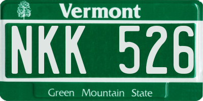 VT license plate NKK526