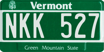 VT license plate NKK527