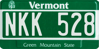 VT license plate NKK528