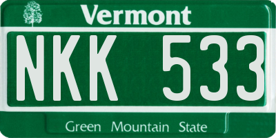 VT license plate NKK533
