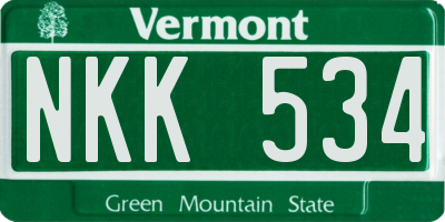 VT license plate NKK534