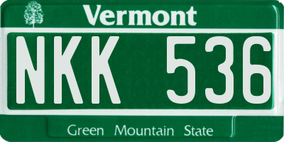 VT license plate NKK536