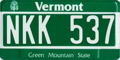 VT license plate NKK537