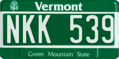 VT license plate NKK539