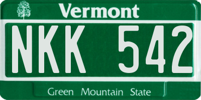 VT license plate NKK542