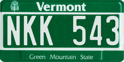 VT license plate NKK543