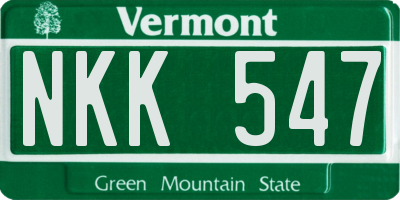 VT license plate NKK547