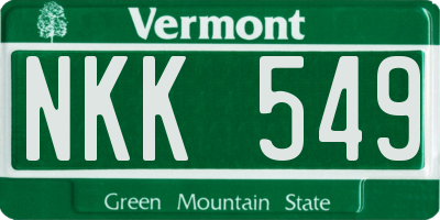 VT license plate NKK549