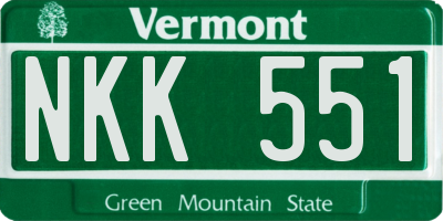 VT license plate NKK551
