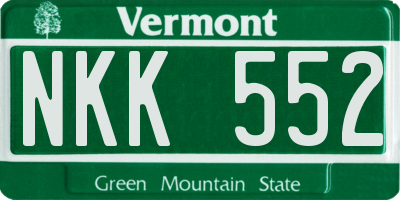 VT license plate NKK552