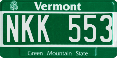 VT license plate NKK553
