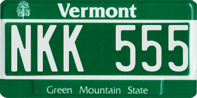VT license plate NKK555