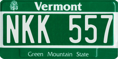 VT license plate NKK557