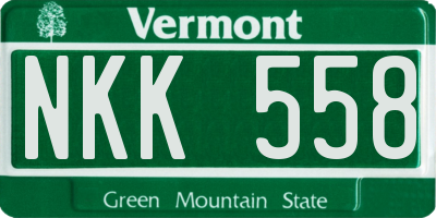 VT license plate NKK558