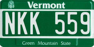 VT license plate NKK559