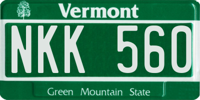 VT license plate NKK560